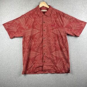 Tommy Bahama USC Trojans Shirt Men Medium Red Button Up Floral Hawaiian Football